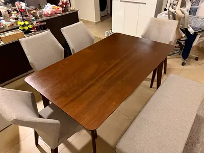 Dining set 4 chairs 1 bench from home box