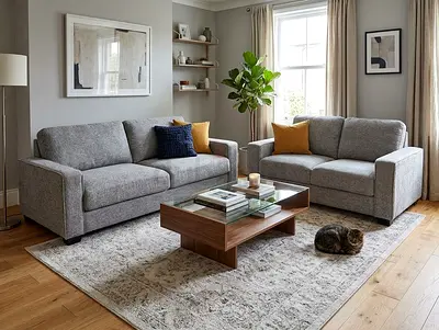 Grey 2-Seater and 3-Seater Sofa Set - Good Condition