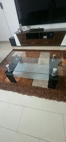 Glass Coffee Table with Black Legs - Good Condition