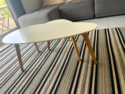 Minimalist White Wooden Coffee Tables with Rounded Top IKEA