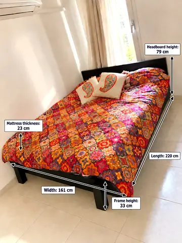 European Queen Sized Double bed - + memory foam mattress — solid wood, good condition, from UK