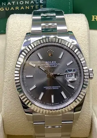 Rolex Datejust 41 Fluted Rhodium dial color as new