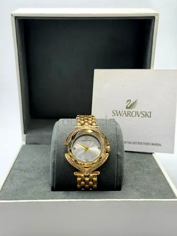 Swarovski Gold Tone Ladies Watch with Crystal Accents - Boxed