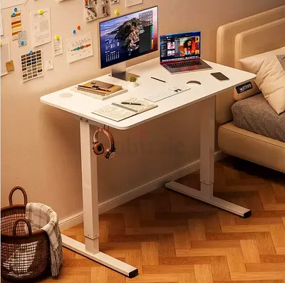 Electric standing desk, white 100x60
