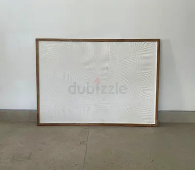 Crate & Barrel Handmade Textured Artwork – Natural Wood Frame