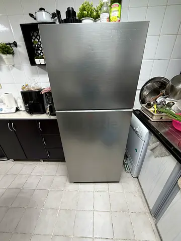 Stainless Steel Double-Door Refrigerator - Good Condition