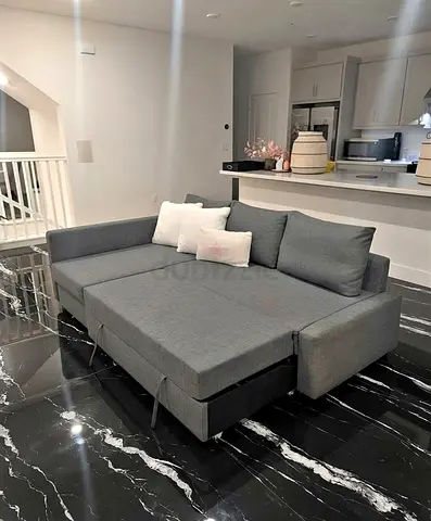 Gray Convertible Sofa Bed with Storage - Modern L-Shape