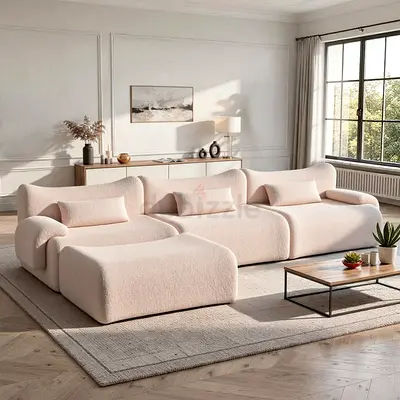 New luxury cloud boucle L shape sofa set