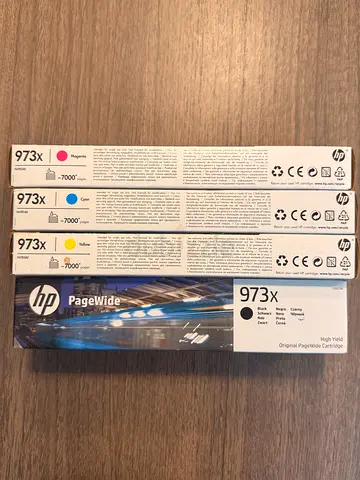 HP 973X Original Ink Cartridges - Black, Cyan, Magenta, Yellow (New/Sealed)