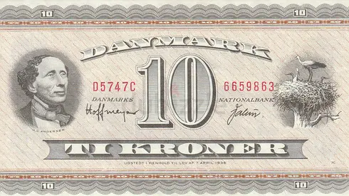 DENMARK 10 KRONE BANKNOTE 1973