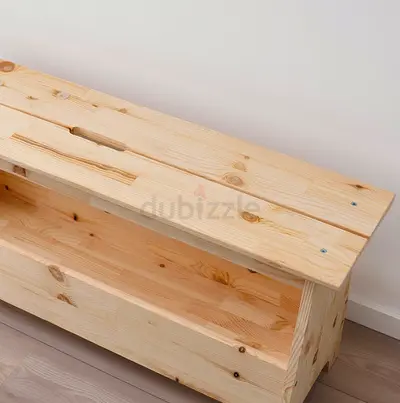 Solid Pine Wooden Bench with Storage - Natural Finish