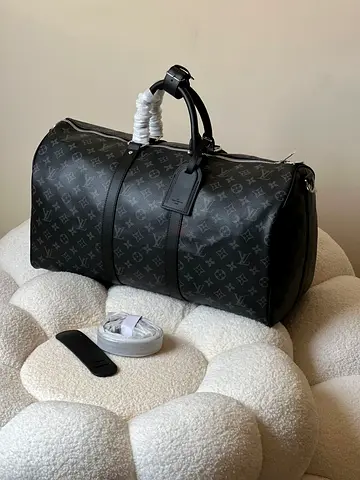 Black travel duffel bag