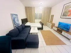 Studio for monthly rent in Al Taawun, Sharjah; hotel-style furnishing and internet included.
