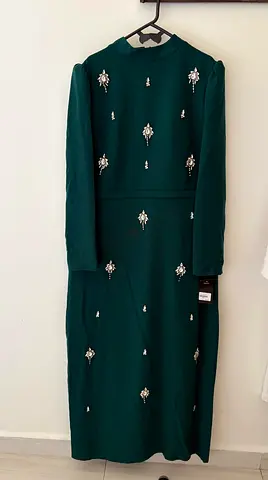 Elegant Emerald Green Embellished Long Dress – Modest Occasion Dress - New with Tag