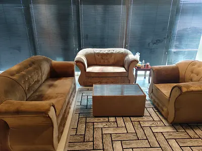 Used 3+2+1+velvet lounge sofa set with coffee table - good condition