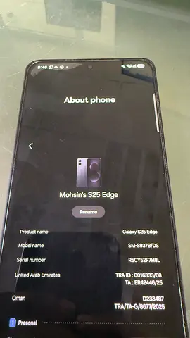 Samsung S25 edge sale TDRA Location musaffah Almost final
