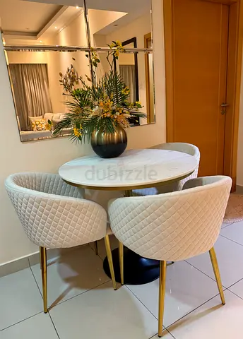 Marble Dining Table with 3 Chairs – Excellent Condition