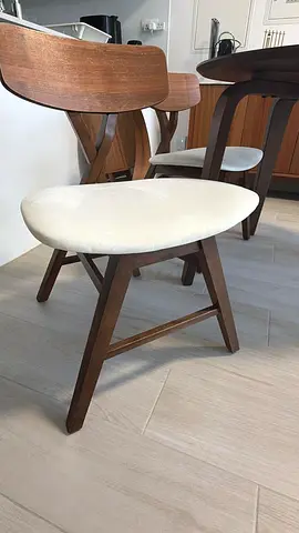 Set of 2 Mid-Century Wooden Dining Chairs with Table
