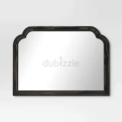 Threshold™ French Country Rustic Wood Mantel Mirror – 92cm x 66cm, Natural Finish (Black)