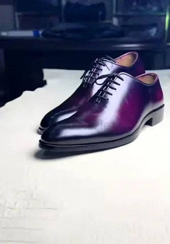 Handmade Mens Leather Oxford Shoes - Burgundy Patina, Size Available