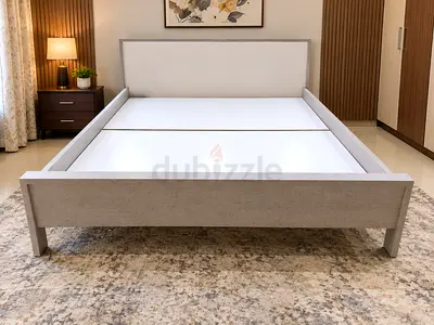 King Size Bed Frame with Headboard - Light Grey