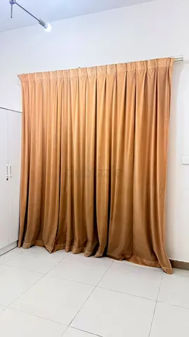 2 pcs, Beige/Light Brown Full-Length Pleated Curtains - Good Condition