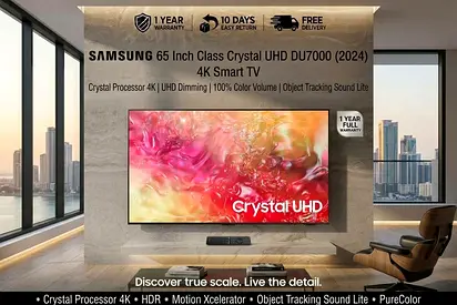 Samsung 65-inch Crystal UHD DU7000 4K Smart TV (2024) - Excellent Condition