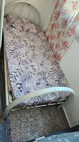 Single metal bed frame with mattress- good condition