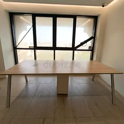 Large modern wooden office conference table - light oak finish