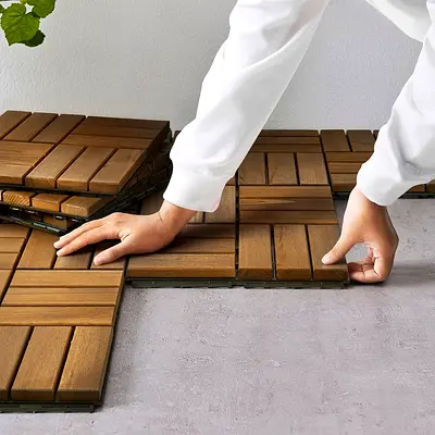 IKEA Interlocking Wooden Deck Tiles — Easy-Install Patio Flooring (4 Set)