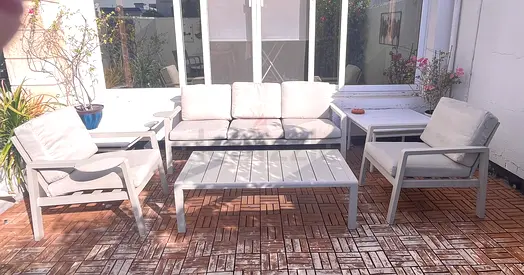 Outdoor patio sofa set with cushions - 4 pieces