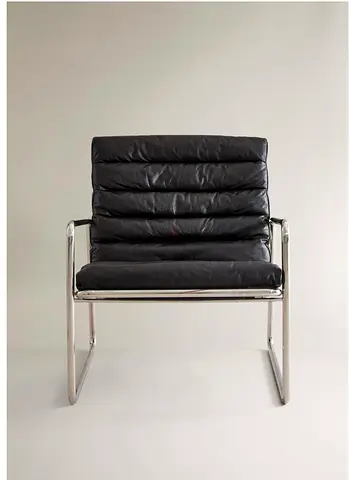 LEATHER AND STAINLESS STEEL ACCENT CHAIR - ZARA HOME - MINT CONDITION