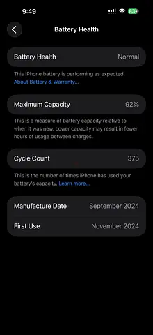 iPhone with 92% Battery Health — Good Condition