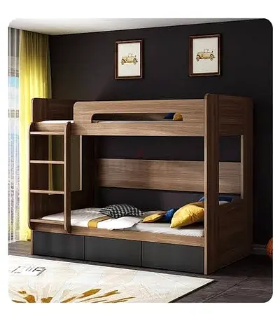 Solid Wood Effect Twin-Over-Full Bunk Bed with Storage Drawers