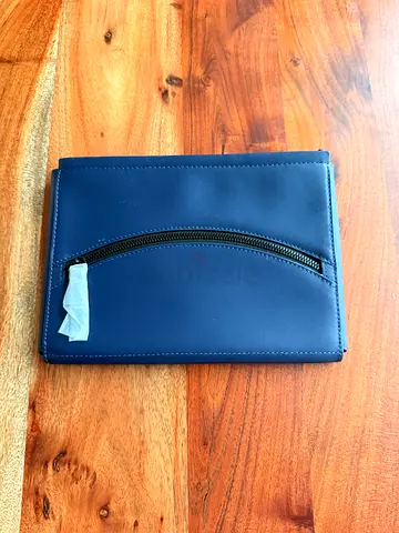 Navy Blue Leather Zip Pouch / Clutch – Brand New – Dubai