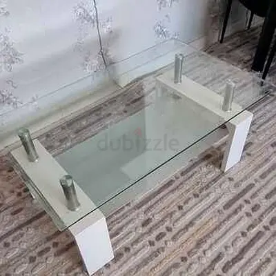 Glass Top Coffee Table with White Legs - Modern Design