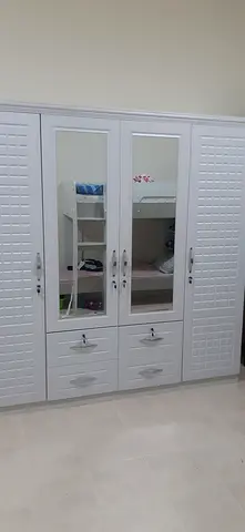 White 4-door wardrobe with mirrors and drawers - brand new