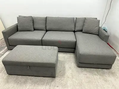 Perfect condition crate&barrel lshape sofa with footstool