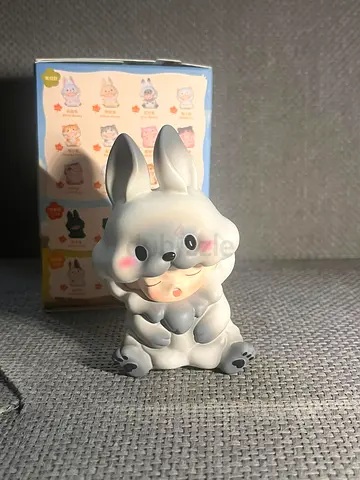 Cute collectible blind-box rabbit figure - grey kawaii vinyl toy