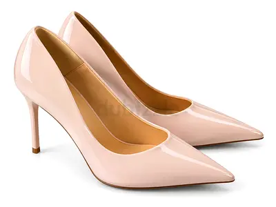 Beige Patent Pointed-Toe High Heel Pumps - Size 39