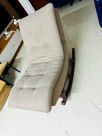 Beige Fabric Rocking Lounge Chair - Comfortable Single Seater