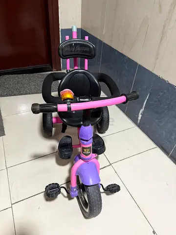 Pink Toddler Tricycle with Push Handle and Footrests - Good Condition