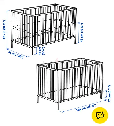 Wooden Baby Crib / Cot with Adjustable Base - Fits Mattress 120x60cm Included