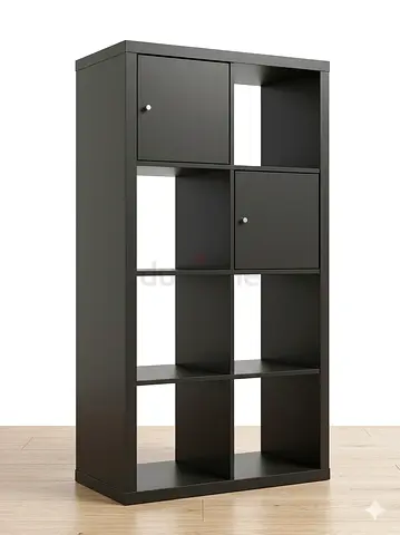 Tall 8-Cube Storage Shelf with 2 Doors