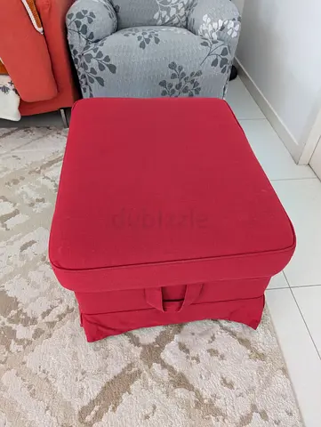 Red Upholstered Ottoman / Footstool with Storage