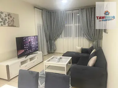 غرفة وصالة بفرش فندقي بافخم ابراج عجمان