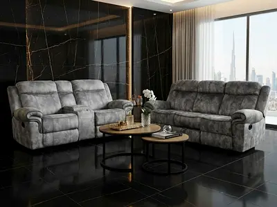 Grey 3+2 Seater Recliner Sofa Set - Modern Comfortable Upholstery
