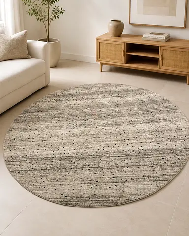 Round Grey Modern Rug - Neutral Textured 250 cm