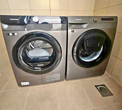 Samsung front load washer and dryer set - 9kg dark grey, good condition