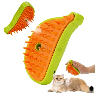 3 In 1 Pet Steam Brush Cat Dog Cleaning Steamy Spray Massage Beauty Comb Hair Removal